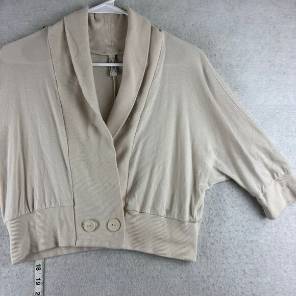 Old Navy Y2K Cropped Cardigan Women's Large Cream Modest Church 100% Cotton - Picture 6 of 8
